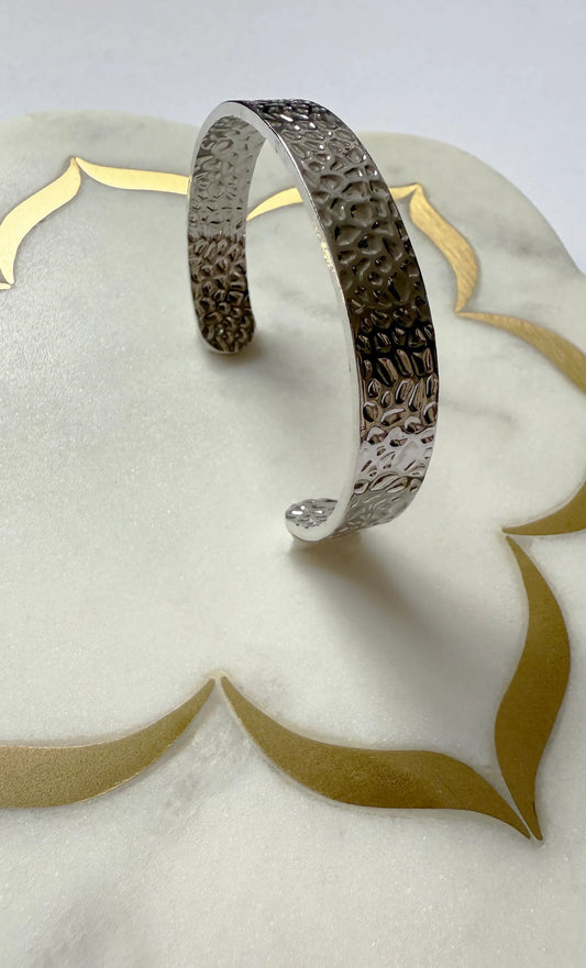 TUNIK : Silver Hammered Adjustable - Cuff Bracelet