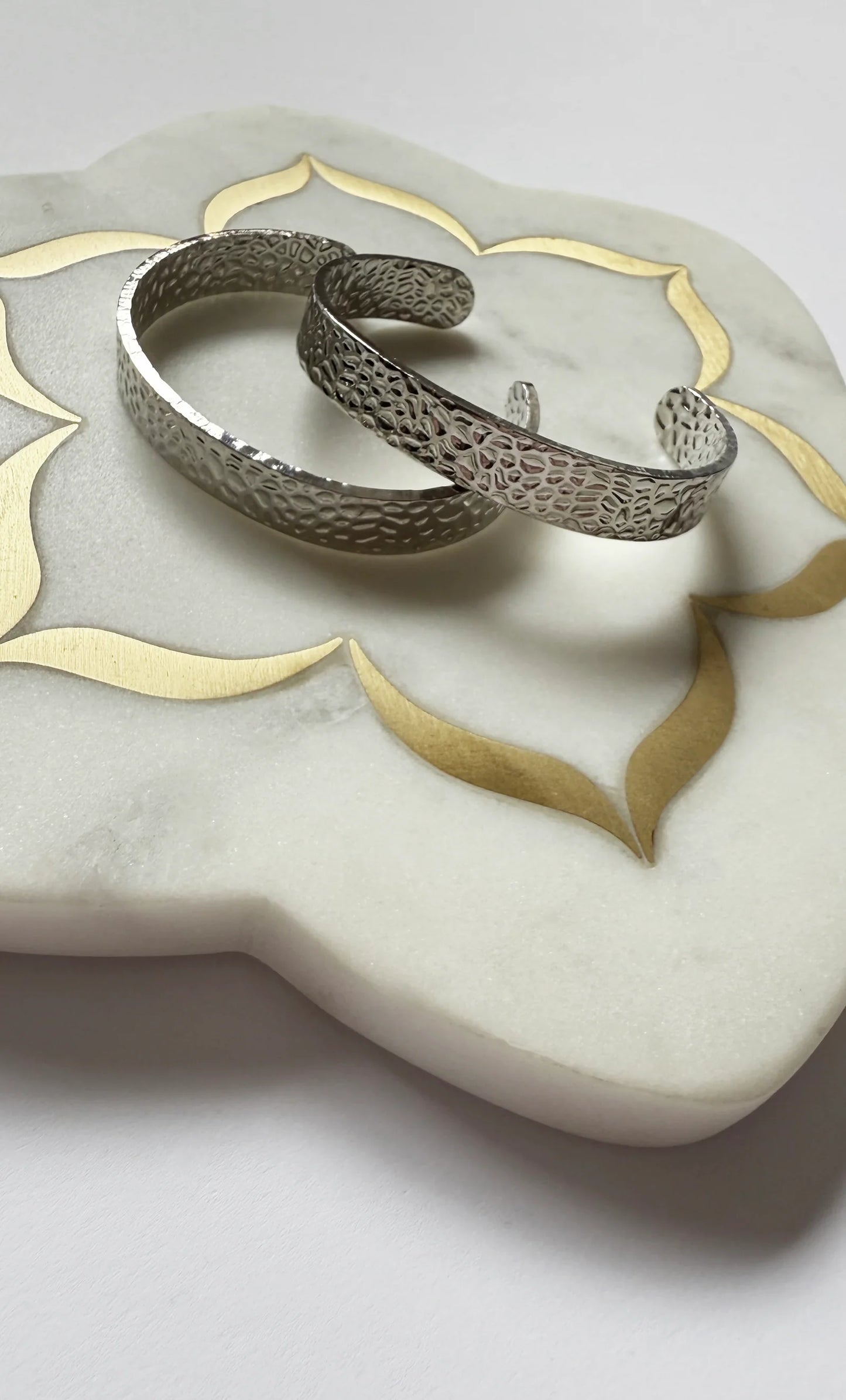 TUNIK : Silver Hammered Adjustable - Cuff Bracelet