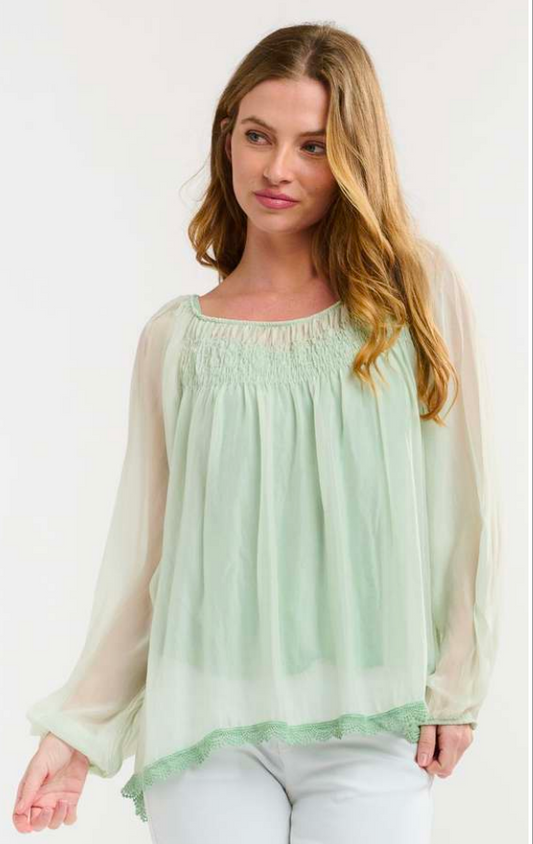 ITALIAN STAR : Calcutta Mint Silk Blouse