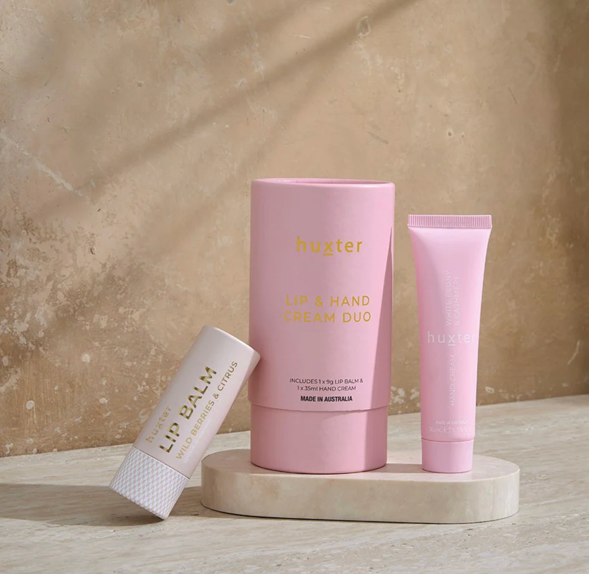 HUXTER - Lip & Hand Cream Duo - Pink - White Peony & Cashmere