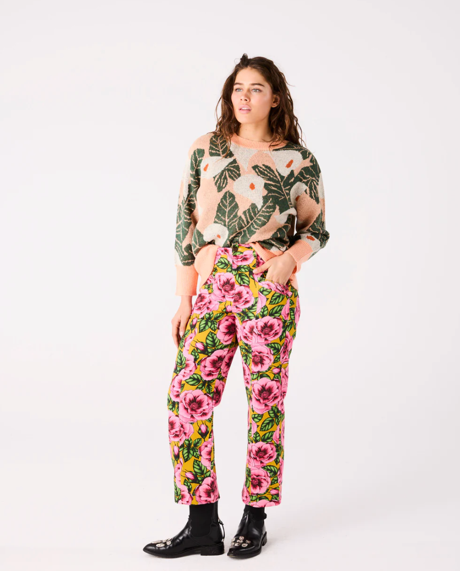 KIP & CO - Golden Peony Denim Pants