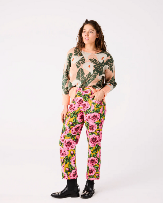 KIP & CO - Golden Peony Denim Pants