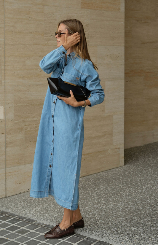 CERES LIFE - Rae Long Sleeve Midi Dress - New Vintage Blue