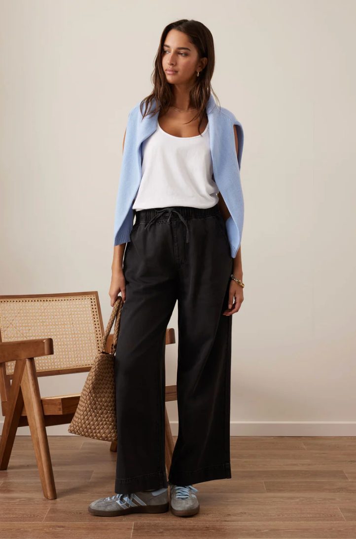 CERES LIFE - Andie Wide Leg Drawstring Pant - Washed Black