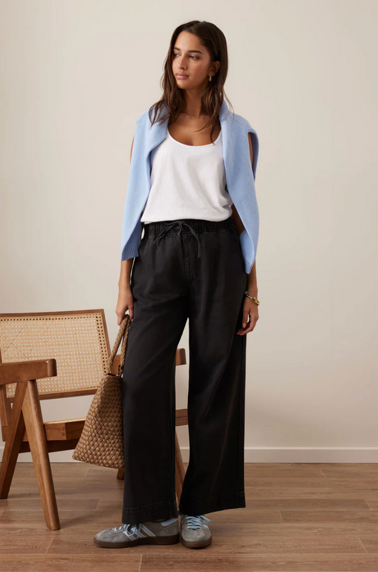 CERES LIFE - Andie Wide Leg Drawstring Pant - Washed Black