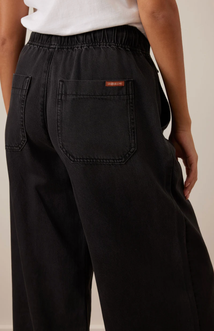 CERES LIFE - Andie Wide Leg Drawstring Pant - Washed Black