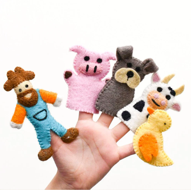 TARA TREASURES - Old MacDonald Farm Animals A, Finger Puppet Set