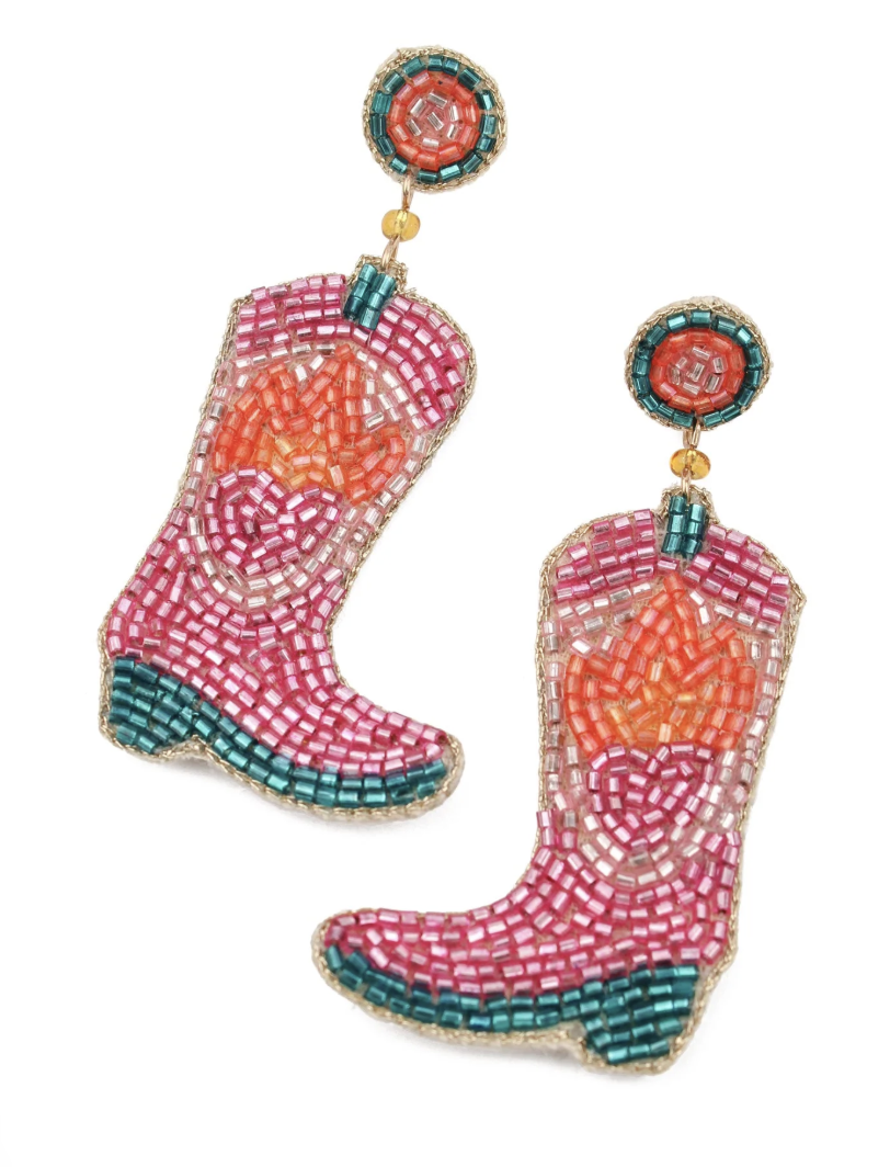 MY DORIS - PINK COWGIRL BOOT EARRINGS