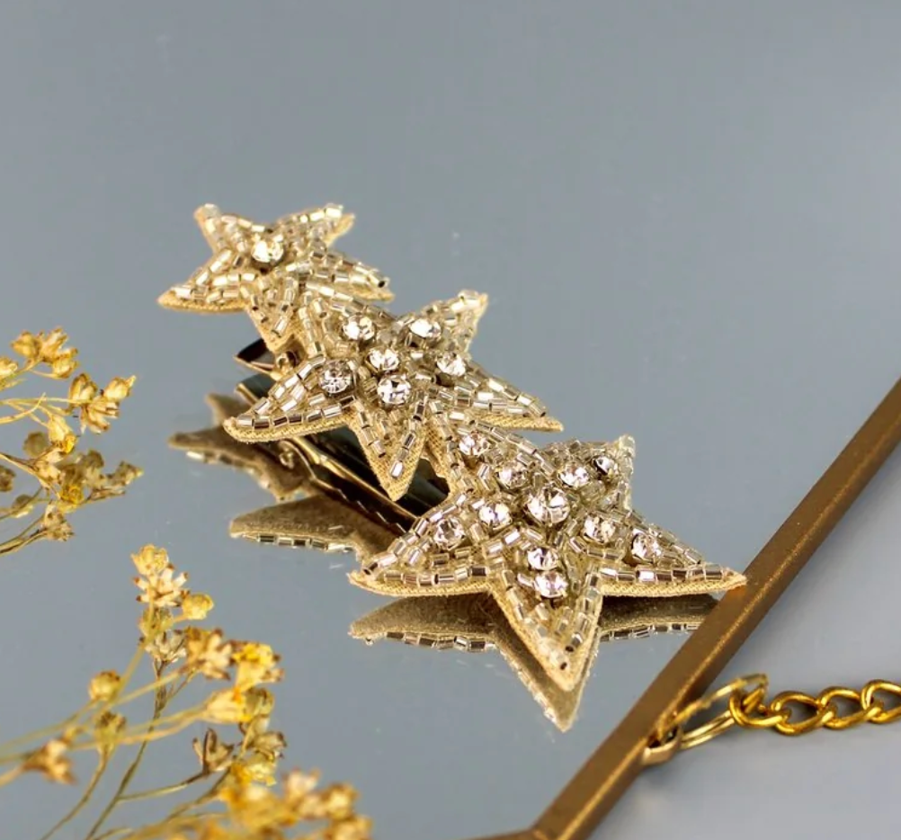MY DORIS - Gold Beaded Heart Hairclip