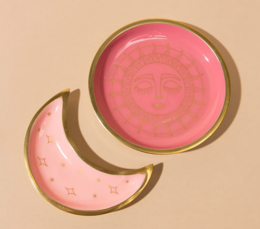 MY DORIS - Enamel Sun Face & Crescent Moon Trinket Dish Pink