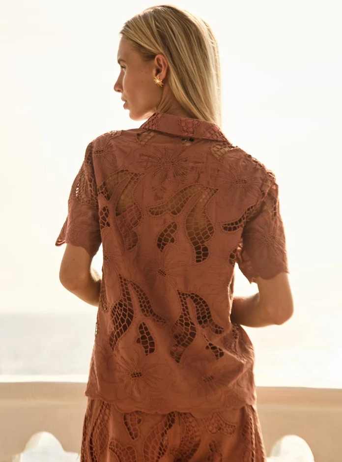 FATE + BECKER - Colette Lace Shirt - Red Clay