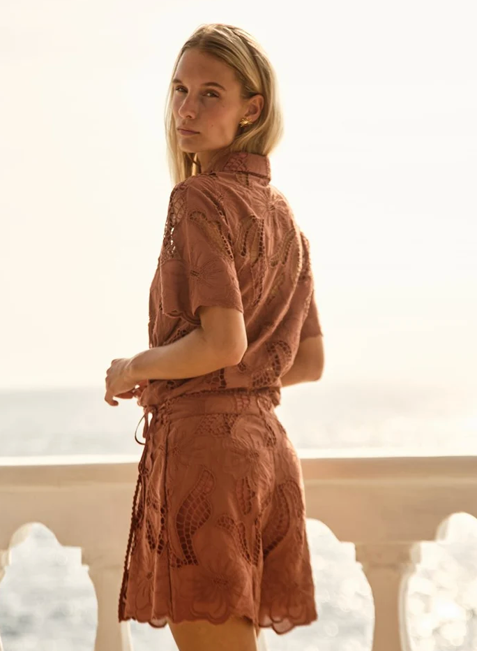 FATE + BECKER - Colette Lace Shirt - Red Clay