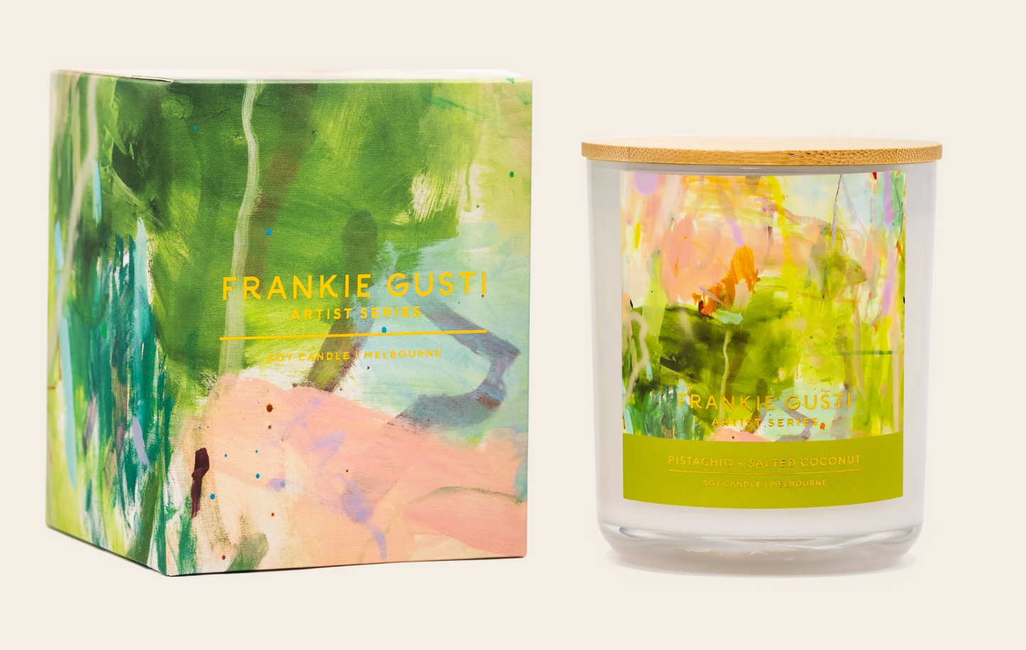 FRANKIE GUSTI : Soy Candle - PISTACHIO + SALTED COCONUT