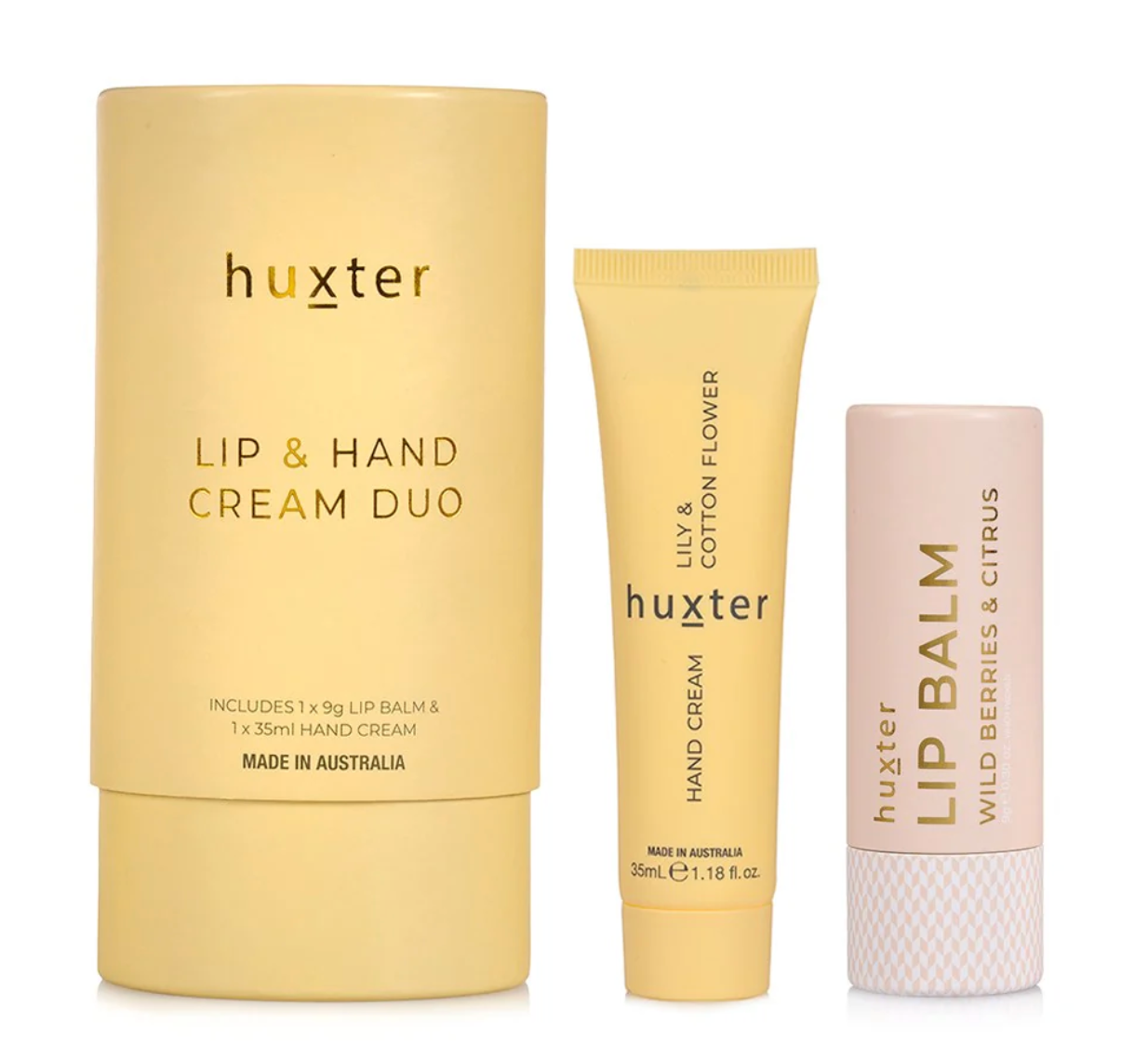 HUXTER -Lip & Hand Cream Duo - Yellow - Lily & Cotton Flower