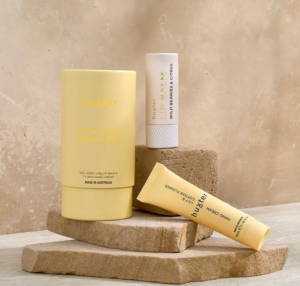 HUXTER -Lip & Hand Cream Duo - Yellow - Lily & Cotton Flower