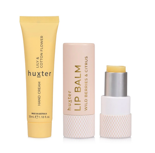 HUXTER -Lip & Hand Cream Duo - Yellow - Lily & Cotton Flower