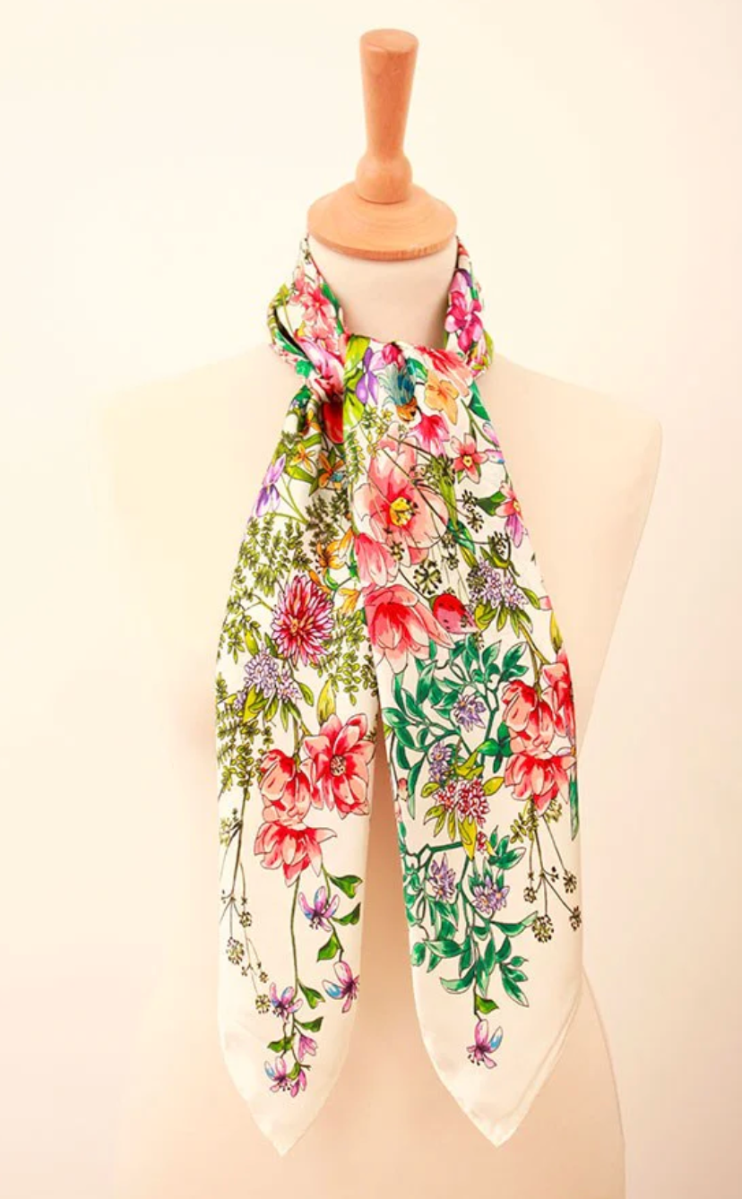 FRENCH BAZAAR -  Silk Scarf - Floral Bouquet - 90X90 CM