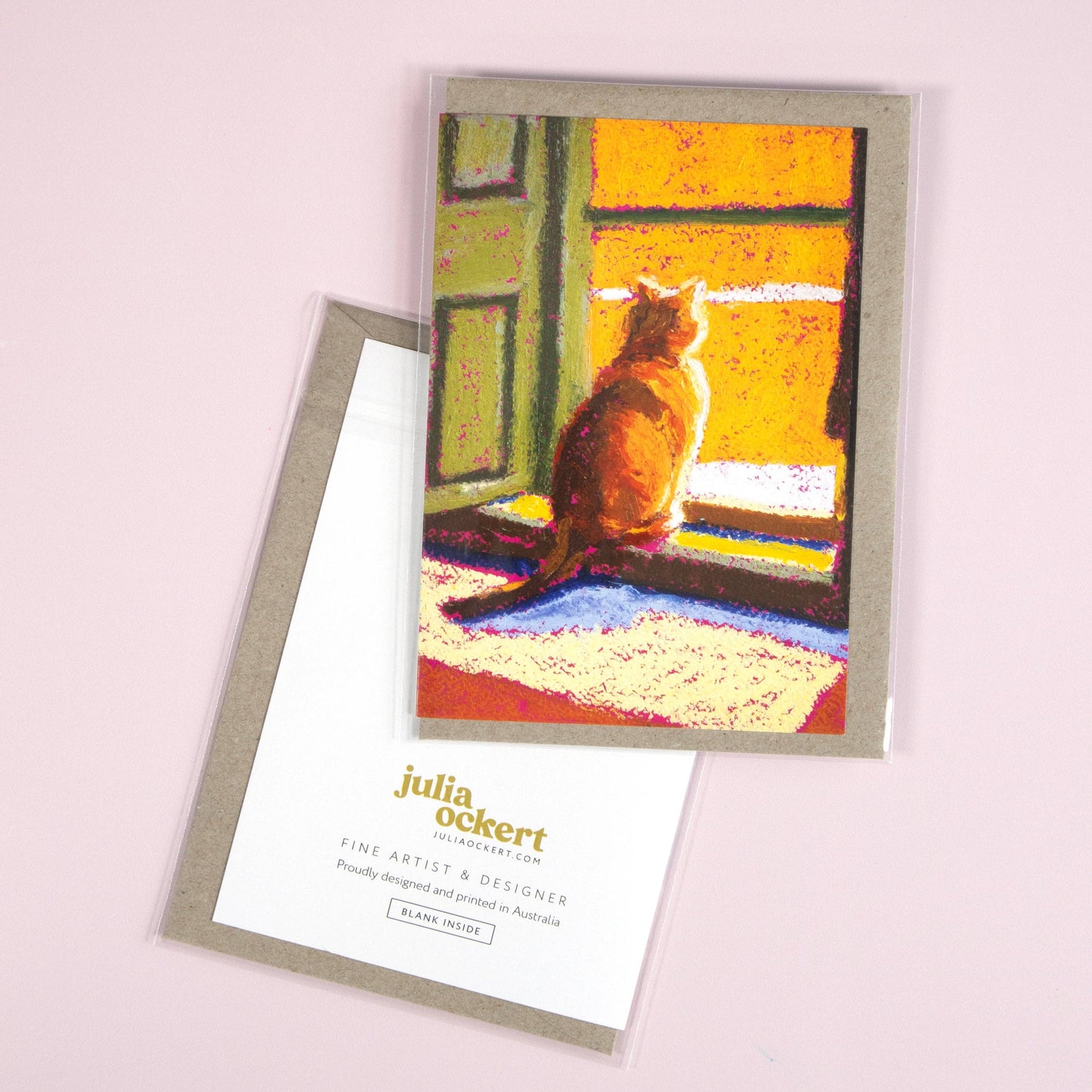 GREETING CARD : Julia Ockert - Sun Cat (Golden) Sympathy - Greeting Card