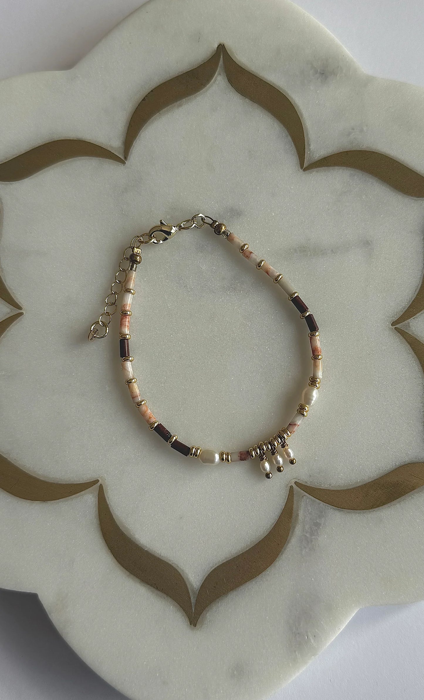 TUNIK - Empress Bracelet – Freshwater Pearl & Jasper Beaded Bracelet