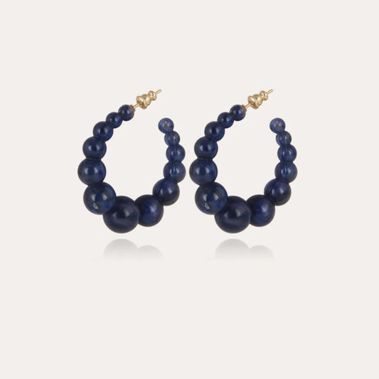 GAS BIJOUX : Creole Andy Acetate Blue Bead - Earrings