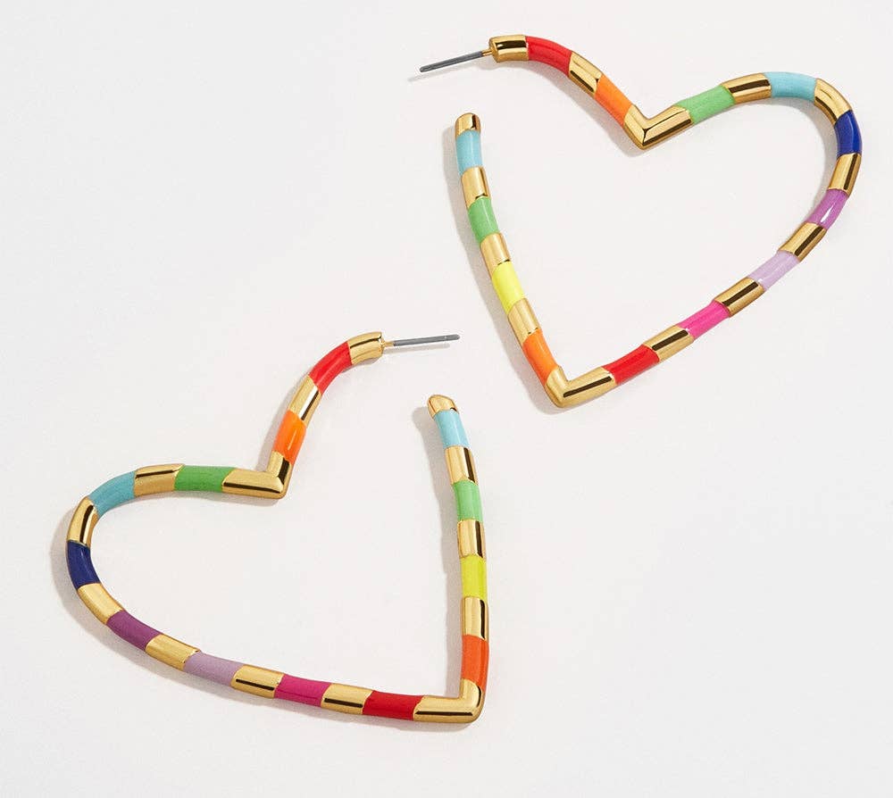 GREENWOOD DESIGNS: Lola Multi Coloured Enamel Heart Shaped Hoop - Earring