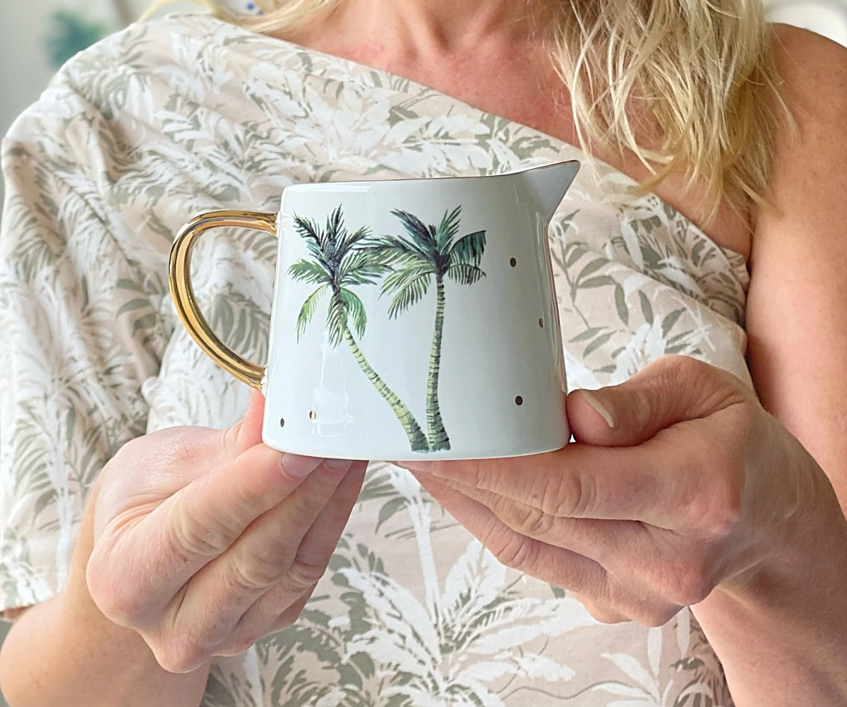 CARLA DINNAGE - White Tropical Palm Mini Jug