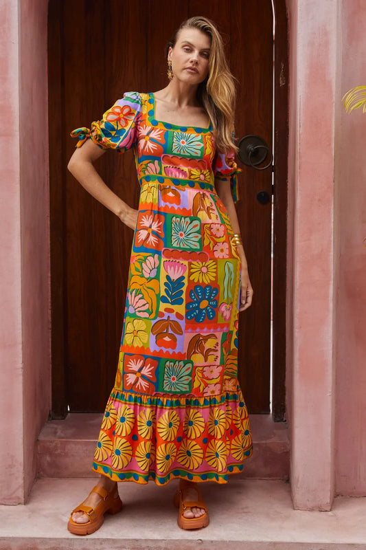 NINE LIVES BAZAAR - Tarot Midi Dress - Rainbow