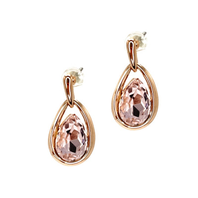 ANNA NOVA : Gold Drop w/ Pink Stone - Earrings