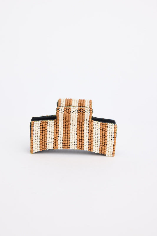 HOLIDAY LIFE : Ainsley Beaded Hair Claw - Tan