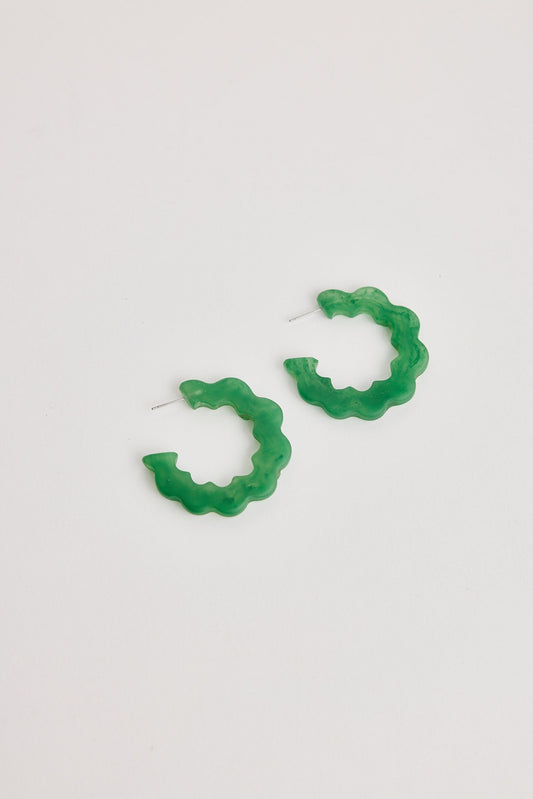 HOLIDAY LIFE : Polar Green Apple Marble - Hoop Earrings
