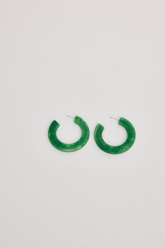 HOLIDAY LIFE : Belle Green Apple Marble - Hoop Earrings