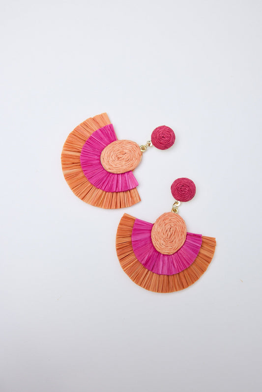 HOLIDAY LIFE : Torino Pink w/ Orange Ruffle - Earrings